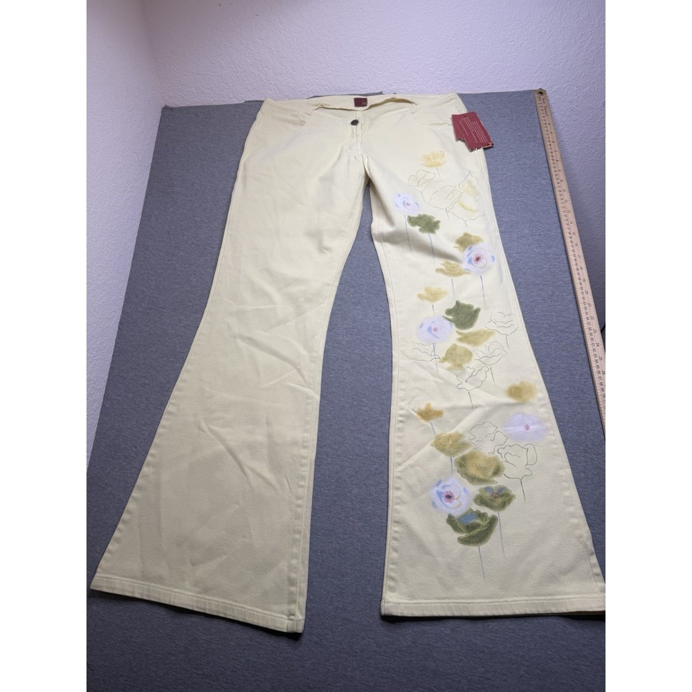An for Me Y2K Vintage Yellow Painted Denim Jeans Women's Size 32